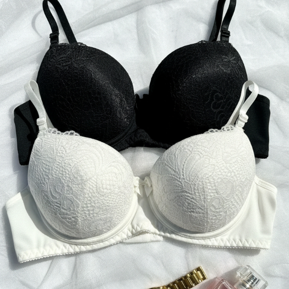 Kit 2 Sutiãs Renda Bojo Lingerie  Luxo Soutien Feminino Sutian Regulável Reforçado com Aro