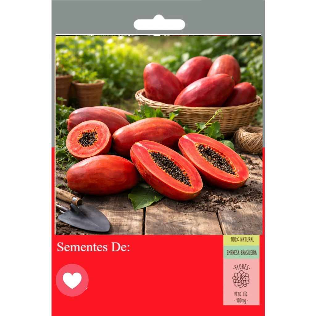 10 Sementes de Mamão Vermelho Taiwanês 🌱 Variedade Exótica | Alta Produtividade