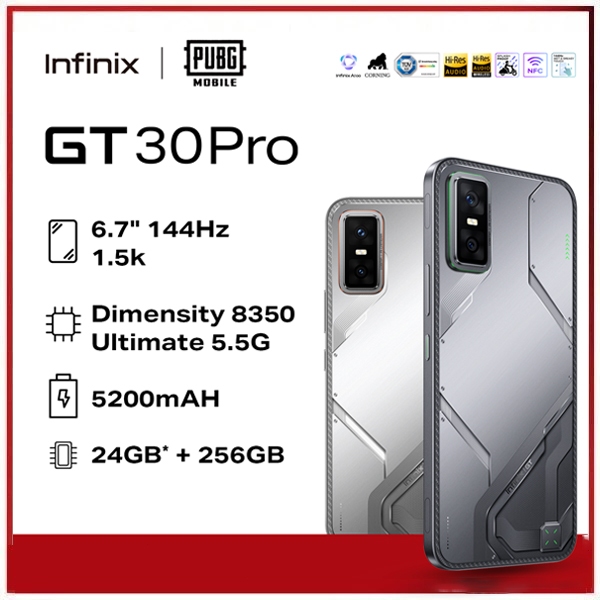 Infinix GT 30 PRO 5G, 256GB + 12GB RAM, Processador Dimensity 8350 Ultimate, Versão Global, Câmera 108MP, Tela AMOLED