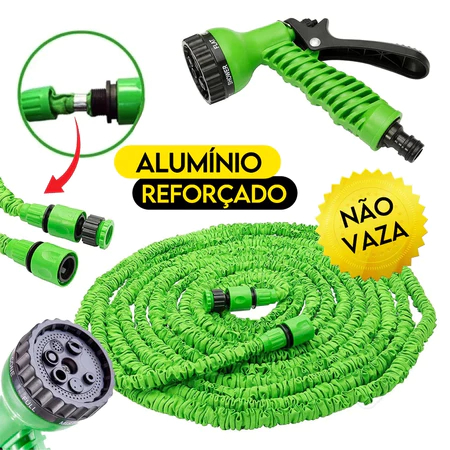 Mangueira Magica 762cm Com Gatilho 7 Tipos Jatos  Lava Carro Jardim Resistente