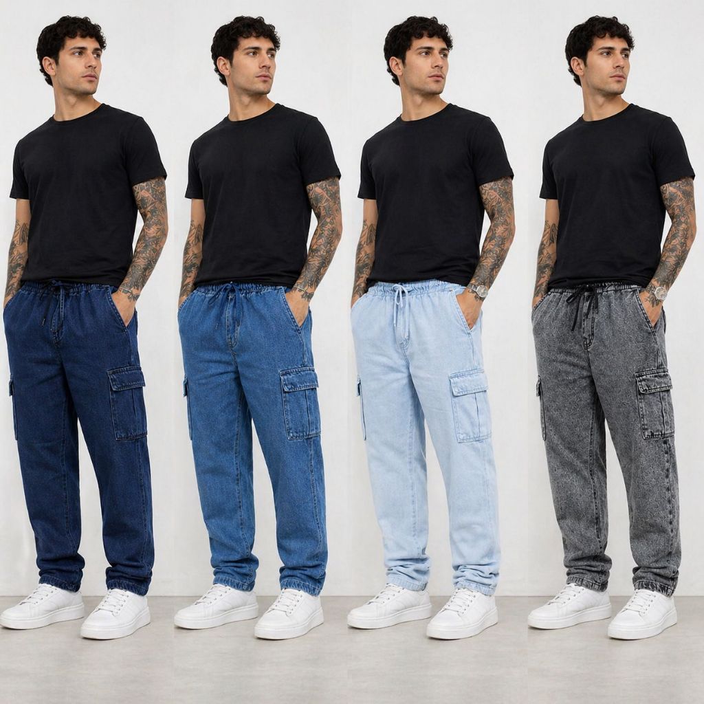 Calça Cargo Masculina Casual Com Bolsos Laterais Estilo Urbano