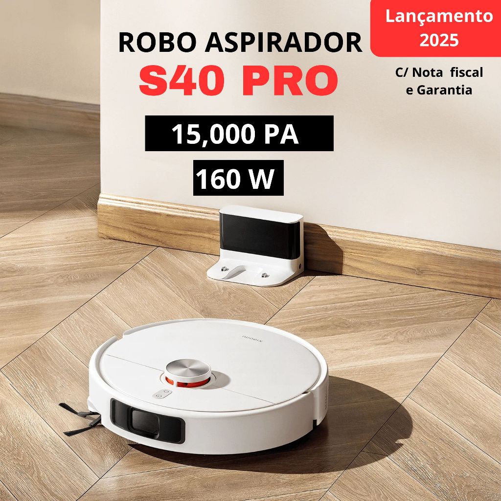 Robô Aspirador Vacuum S40 PRO - Potência Máxima 15.000Pa | Aspira e Passa Pano - Sua Casa sempre Limpa