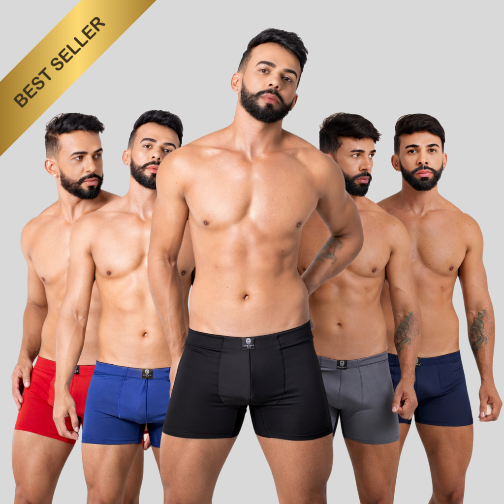 Kit 5 Cuecas Box Linha Premium Adulto Cuecas Boxer Microfibras