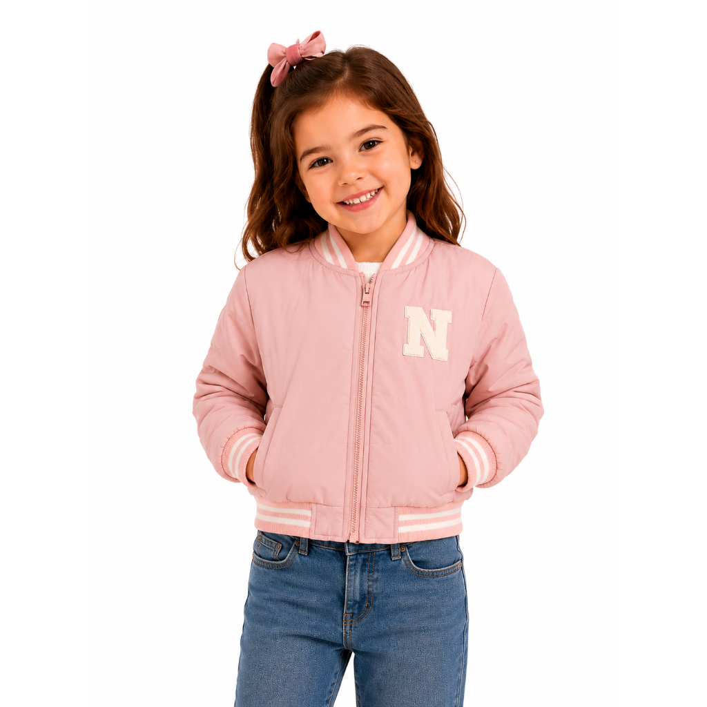 Jaqueta feminina Infantil Forrada Peluciada com dois bolsos perfeito para o inverno