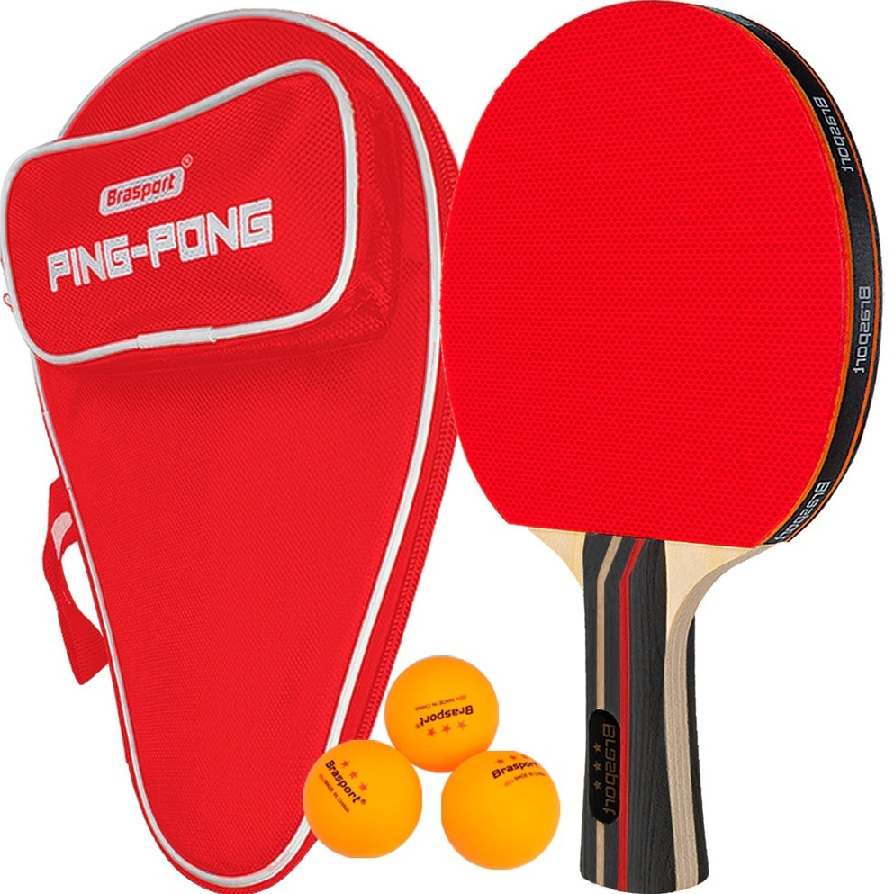 Raquete Ping Pong Profissional Tenis De Mesa com 3 Bolinhas 3 Estrelas Case Bolsa Capa Profissional