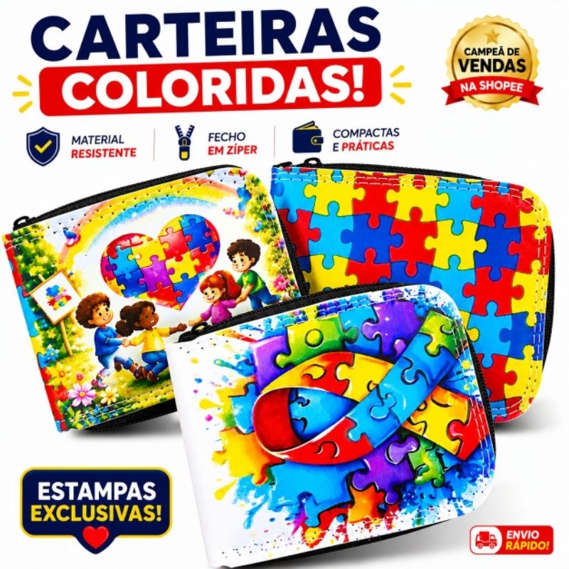 Carteira Infantil Menino e Menina Autismo