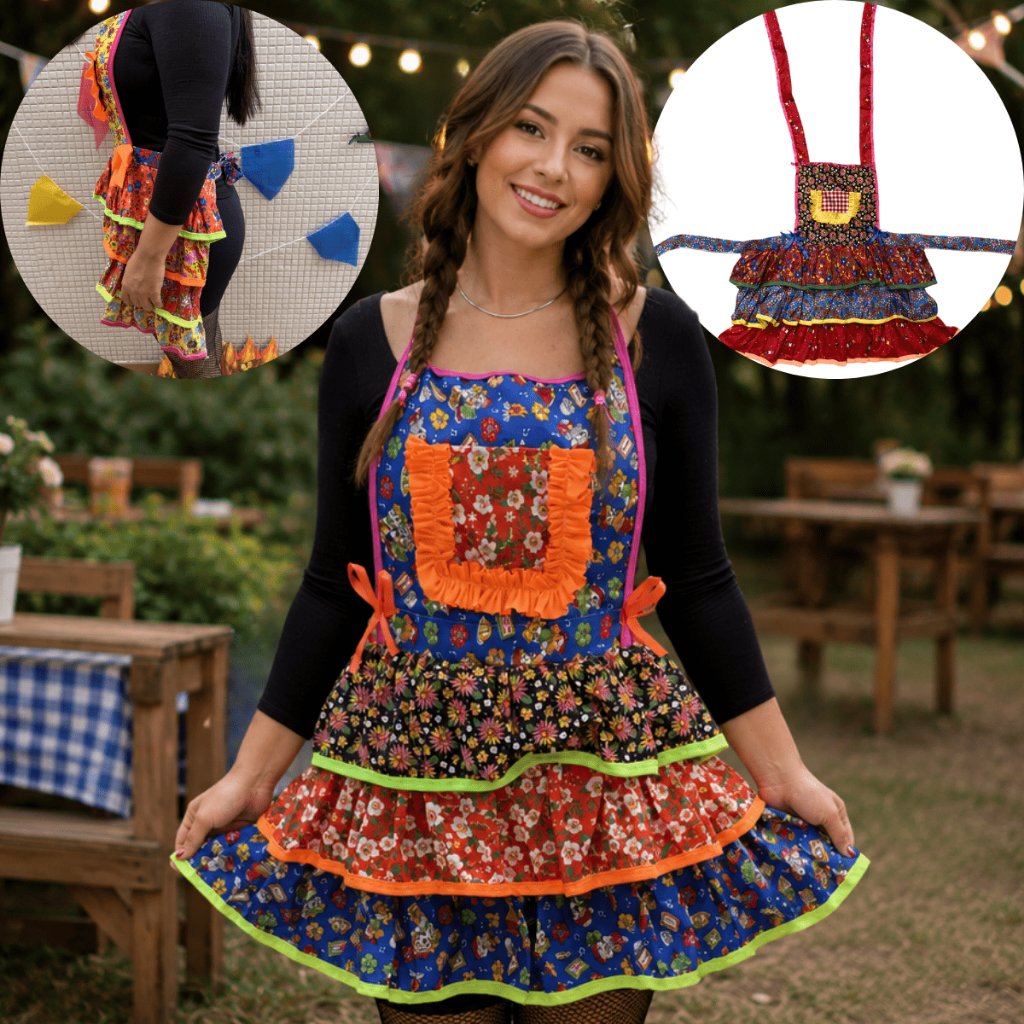 Avental Festa Junina Caipira Feminino Adulto Infantil Arraiá Arraial Fantasia Junino Quadrilha Quermesse Julina Look
