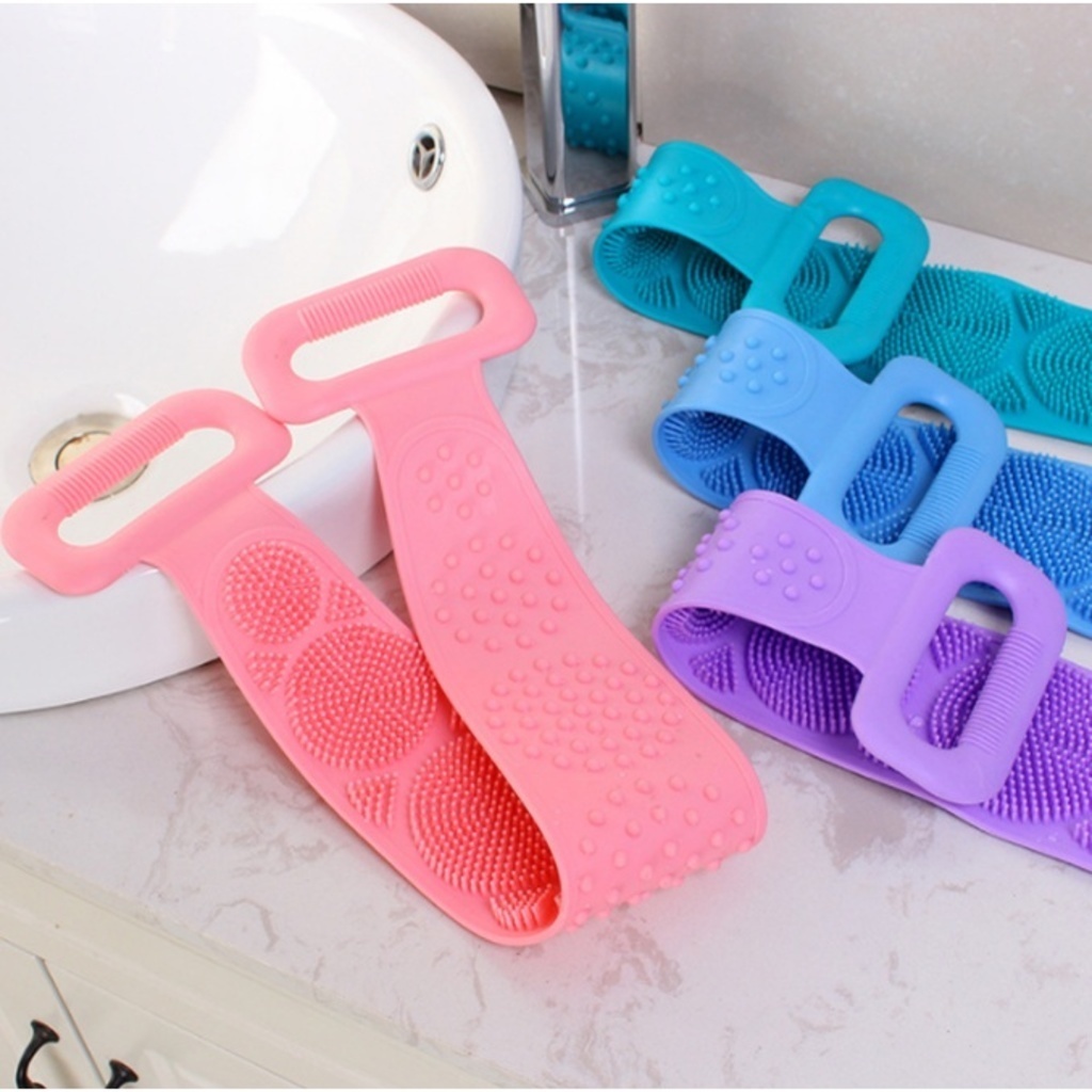 Esponja Silicone Massageadora Escova Banho Lava Corpo Todo Esfoliação Bucha -escova de banho costas silicone utensil set