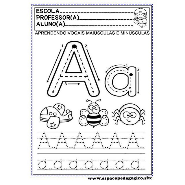 Kit 60 Atividades de Cordenação Motora de Vogais e Numeros (Folhas Soltas) A4