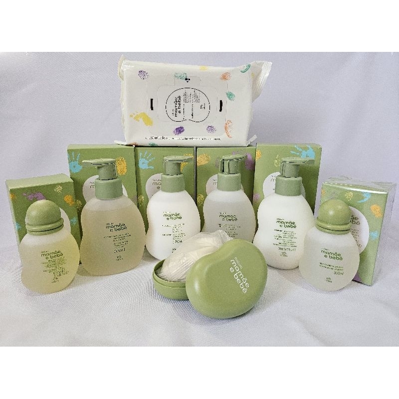 Kit Natura Mamãe e Bebê Completo com Saboneteira e óleo de Massagem