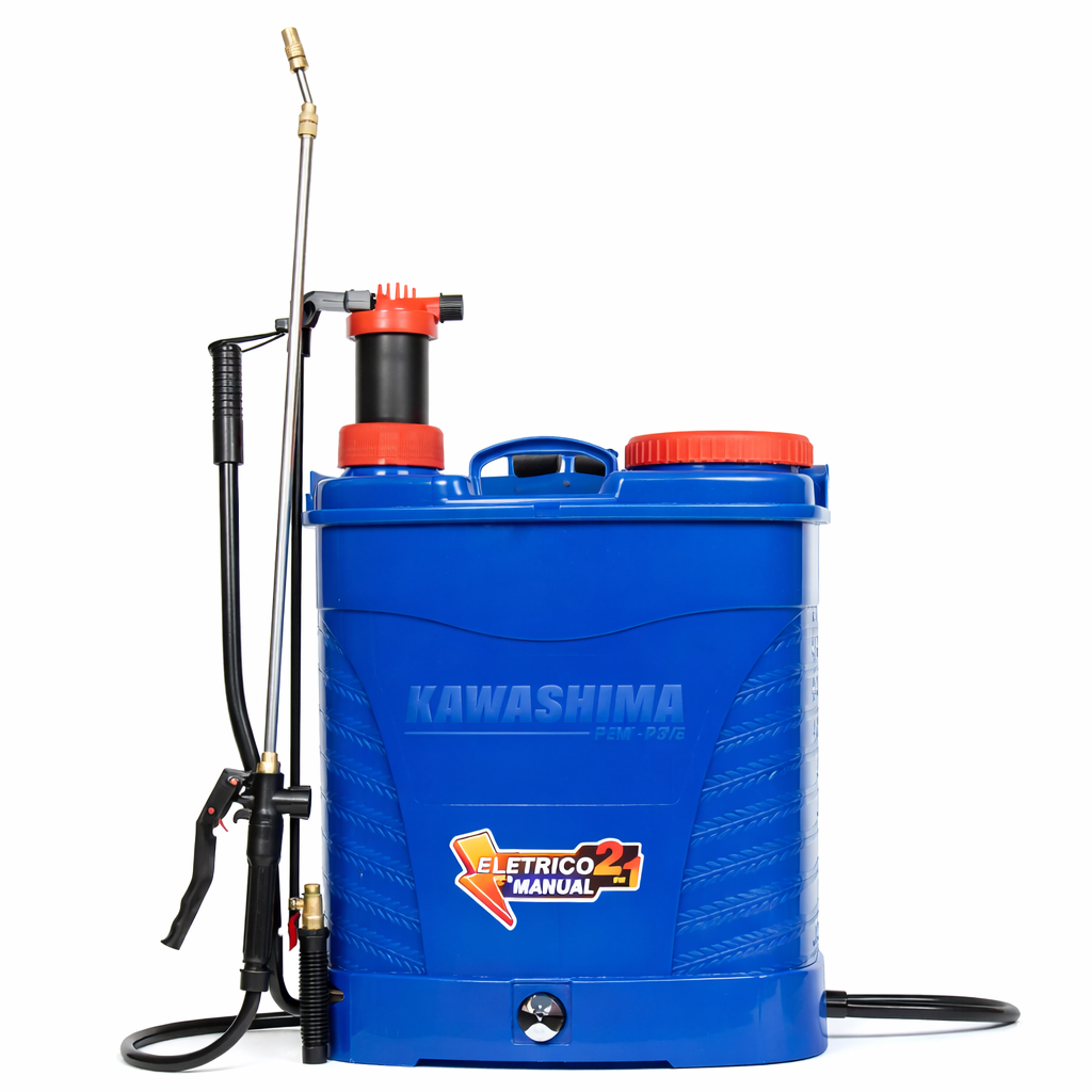 Pulverizador Costal 20L Kawashima Manual E Elétrico Bateria 2 Em 1 PEM-P20 Alta Pressão