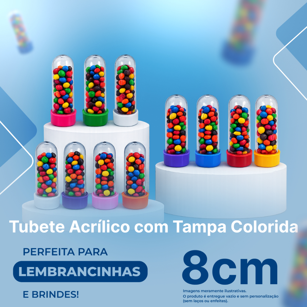 Kit Tubetes 8cm 10/20/30/40/50 - Para Lembrancinhas - Várias Cores