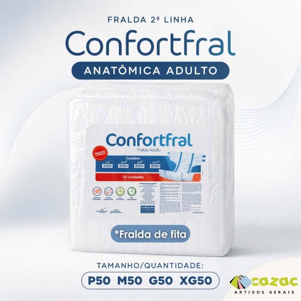 Fralda Geriátrica Descartável Segunda Linha 50 Unidades Unissex  P M G XG Fita Incontinência