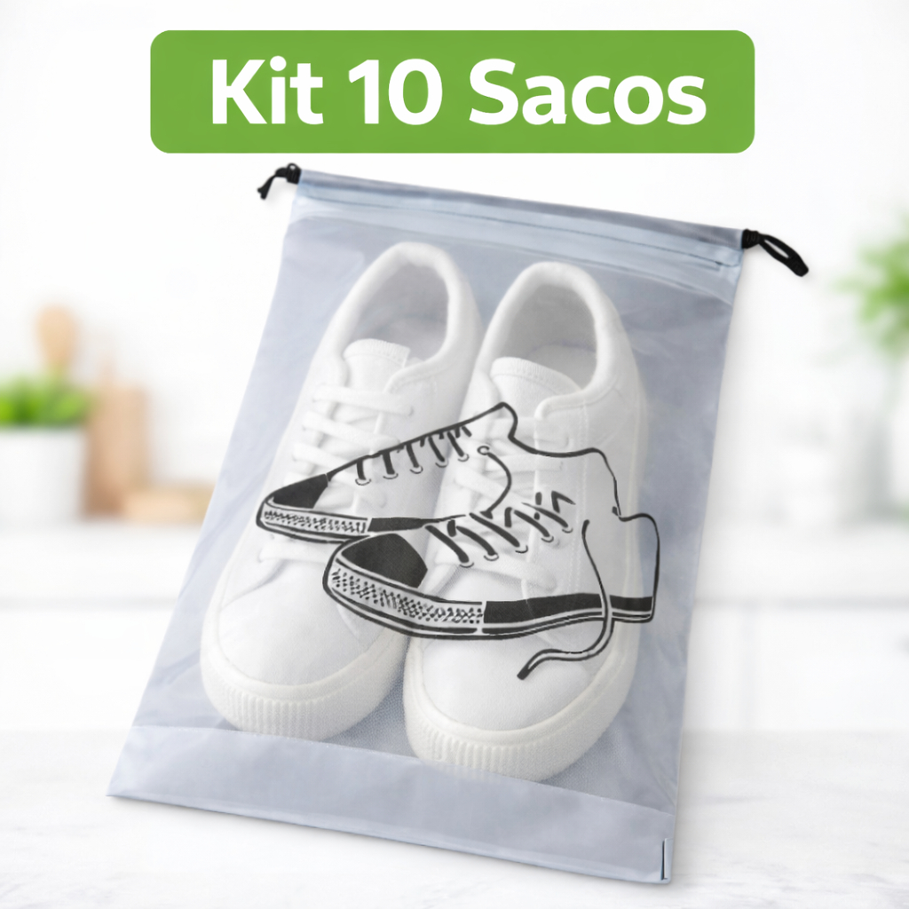 Kit 10 ou 15 Saco bolsa Protetor para Sapatos Resistente para Viagem Lavável
