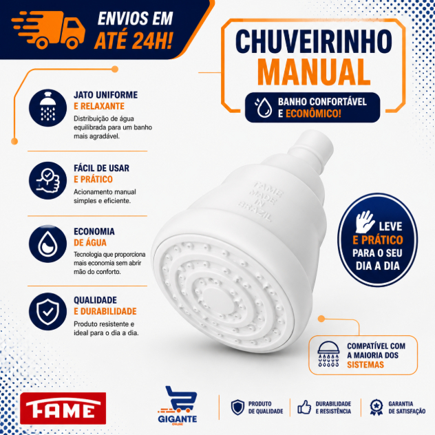 Chuveirinho/Desviador Fácil Instalação Manual Fame Quick