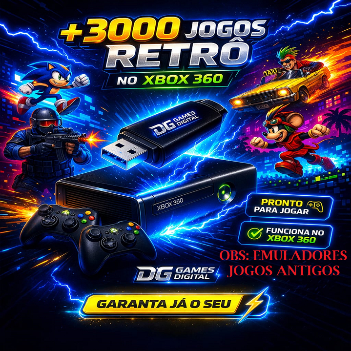 Kit Destrave Xbox 360 + Aurora + 60 Jogos Arcade  + 3 mil jogos Emuladores Para Qualquer Versao Bloqueado e Desbloqueado