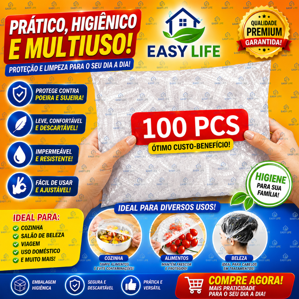 KIT De Tampas De Plástico Descartável Para Alimento Com 100 Ate 300 Unidades