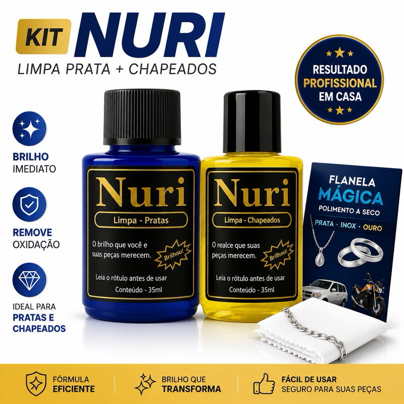 Kit 1 Limpa Pratas 1 Limpa Folheados Flanela Mágica Nuri Original