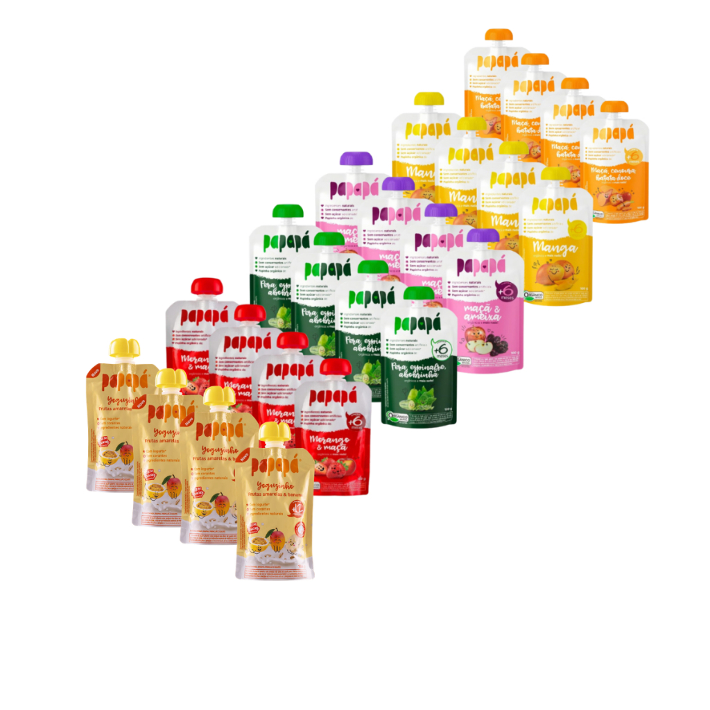 Papinha Orgânica de Frutas Squeeze Papapá (sem açúcar adicionado) 100g - 4 Unidades