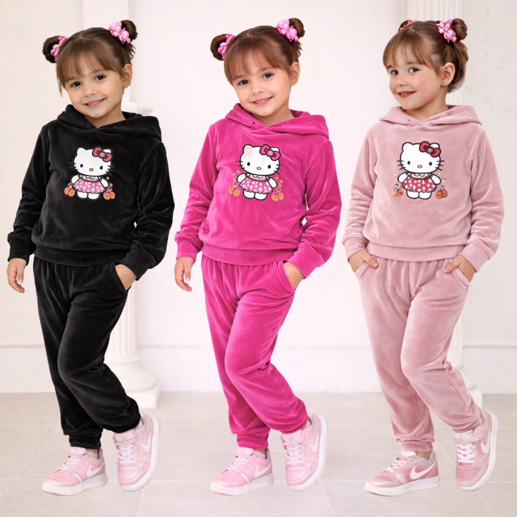 Conjunto Infantil Veludo Menina Macio Inverno