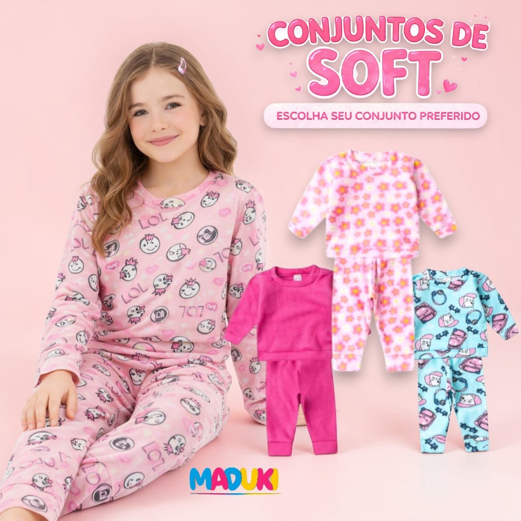 Conjunto Soft Infantil Menina Inverno Feminino Quentinho 1 a 8