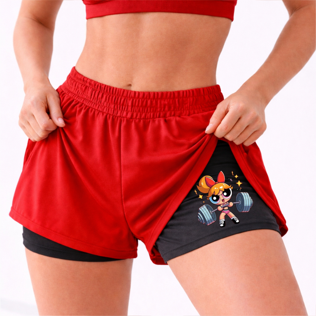 Shorts Feminina Compressao 2 Em 1 FLORZINHA 01 Ideal Para Treinos, Corridas, Academia, Fit