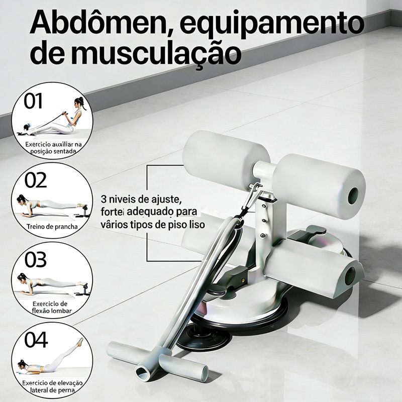 Treinador Abdominal Universal com Ventosa Equipamento de Exercício em Casa -V2