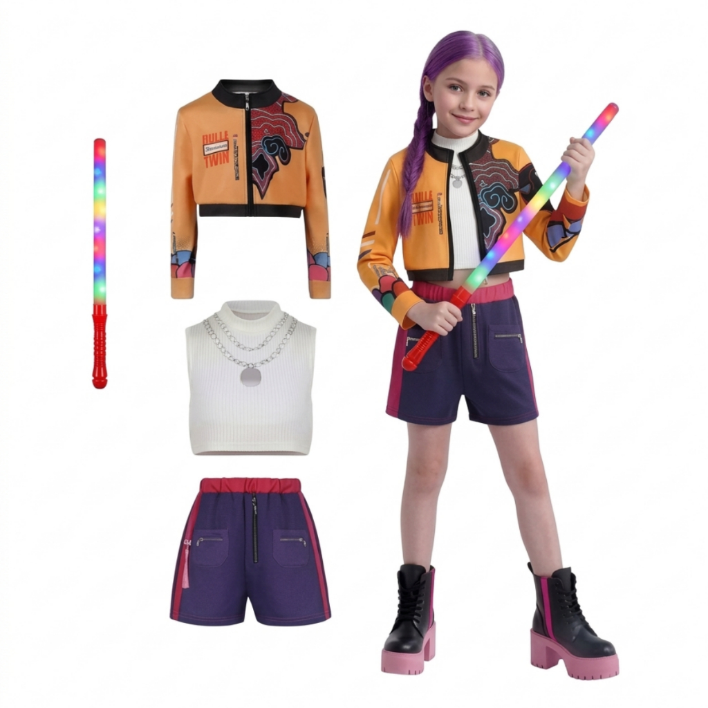 Fantasia Guerreiras Kpop Look Show com Bastão Led