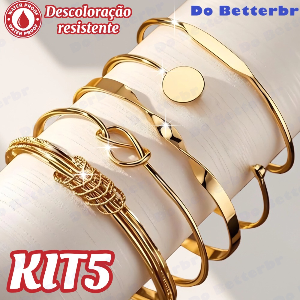 Conjunto De Pulseira De Torção Geométrica 5 Peças Para Mulheres Minimalista Empilhável Presente De Joias Da Sorte