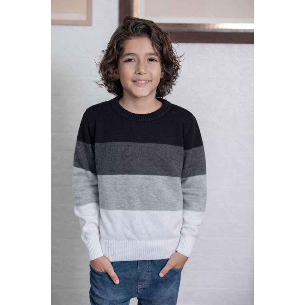 Blusa Suéter Listrado Tricô Infantil Juvenil Menino Grosso