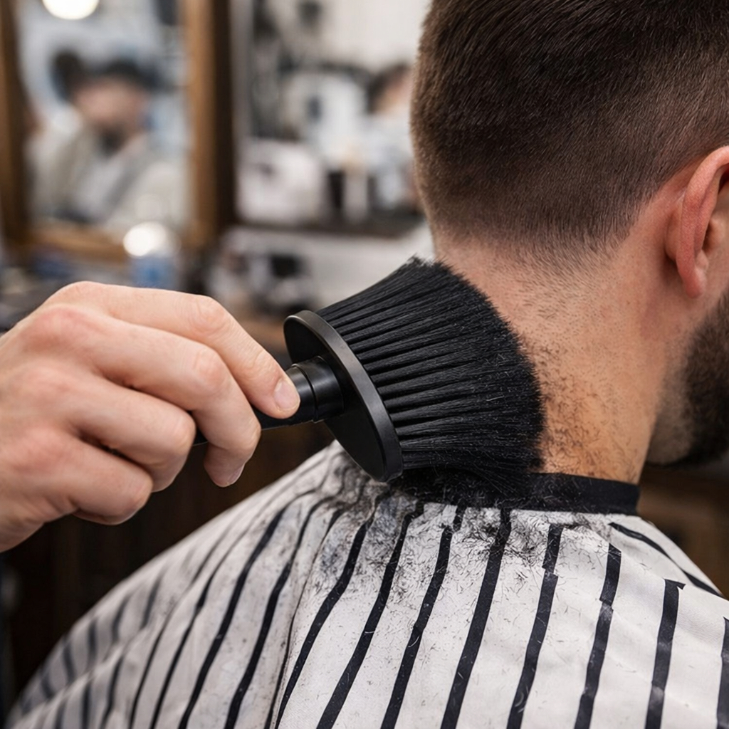 Espanador Pincel Preto Barbeiro Cabeleireiro Remove Resto de Pelos Cabelos Barba