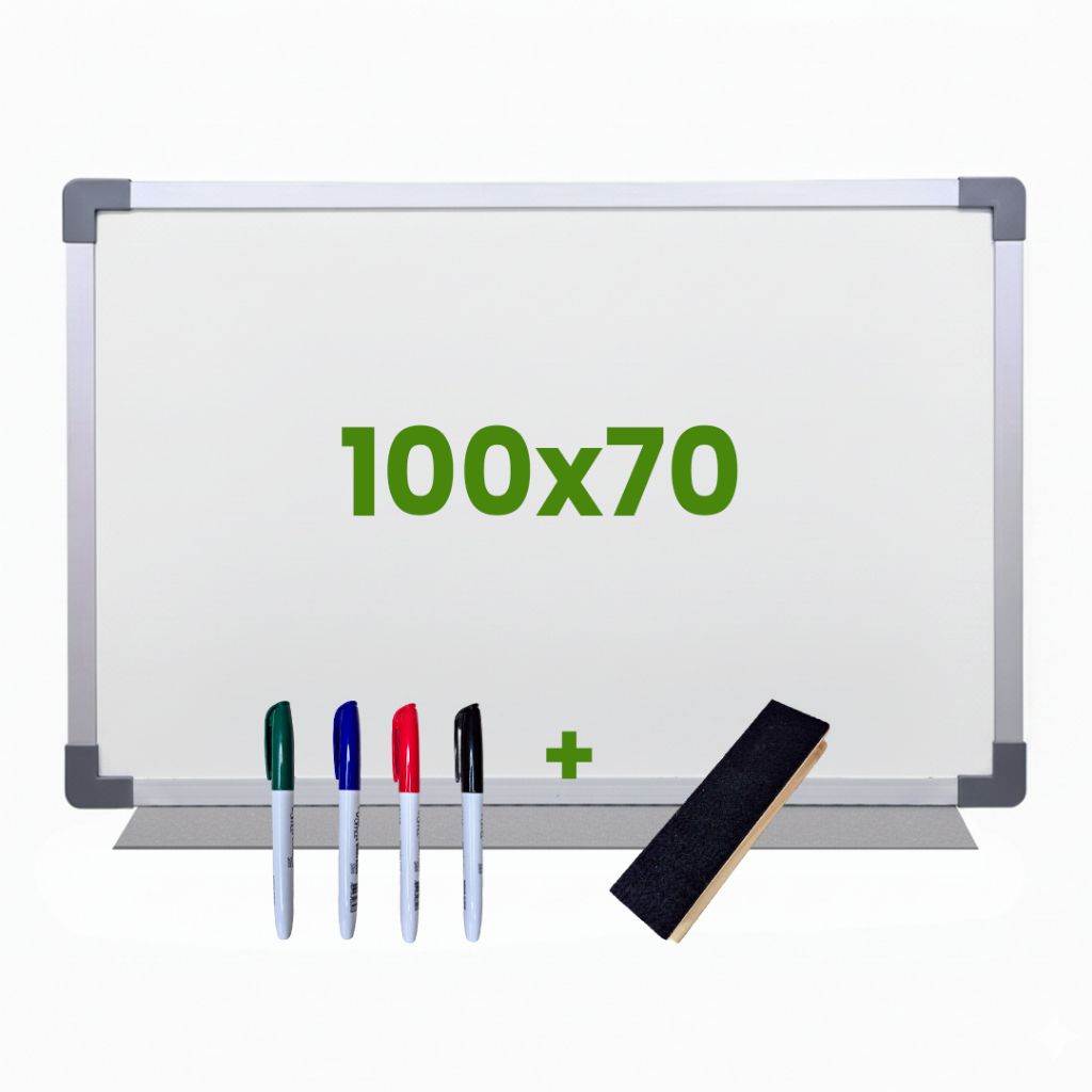 Quadro Lousa Branca Escolar Moldura MDF Aluminizado 100x70