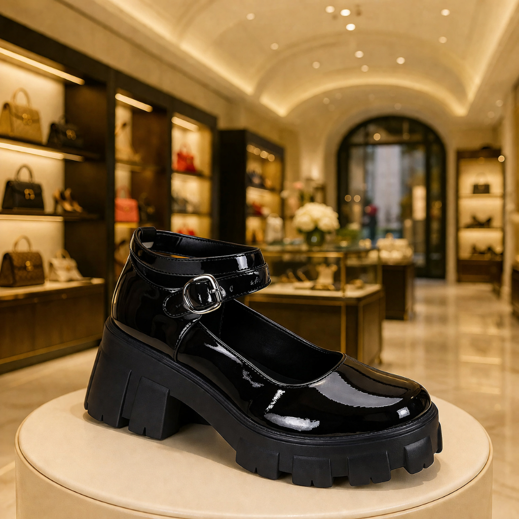 Sapato Mary Jane Feminino Gladiadora Tratorado com Fivela Ajustável