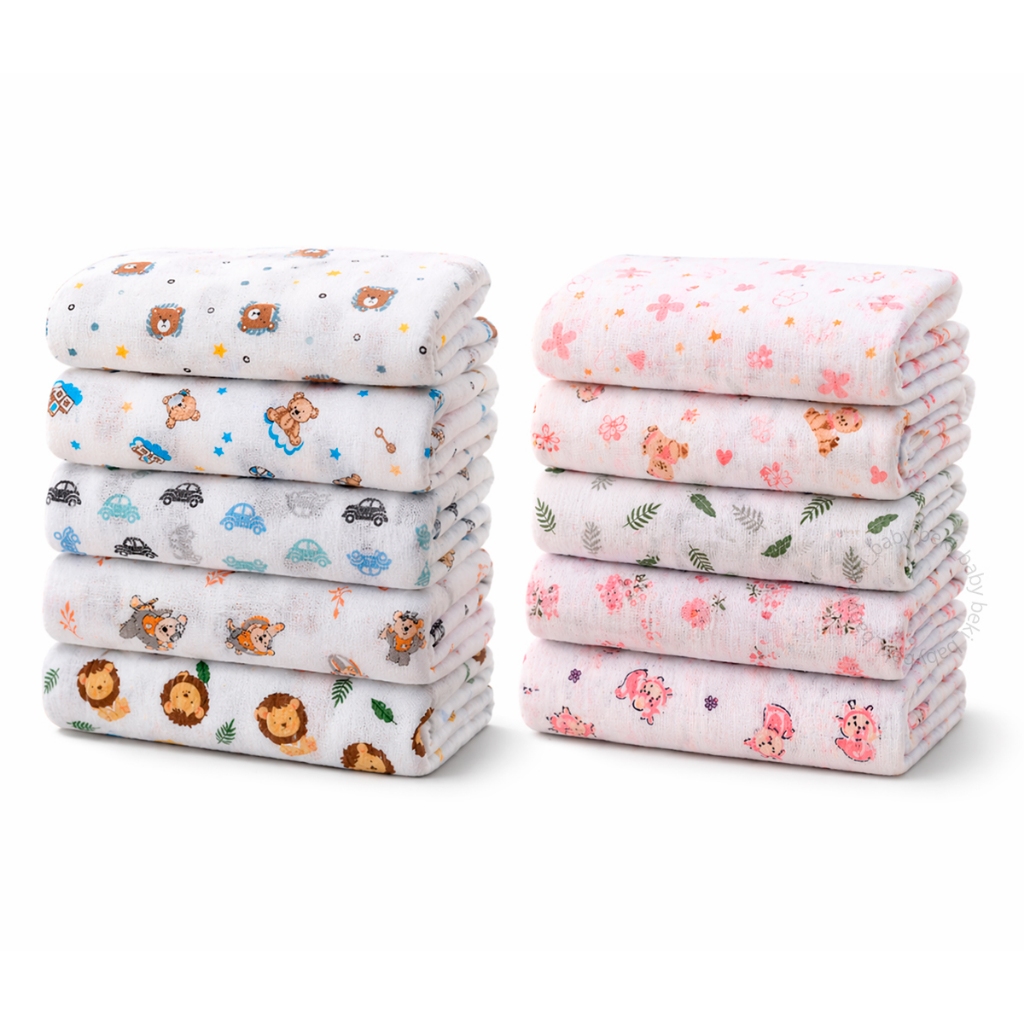 Pacote 5 Fraldas Ombro Estampado Bebê Luxo Kit Pano 100% algodão 70x70cm