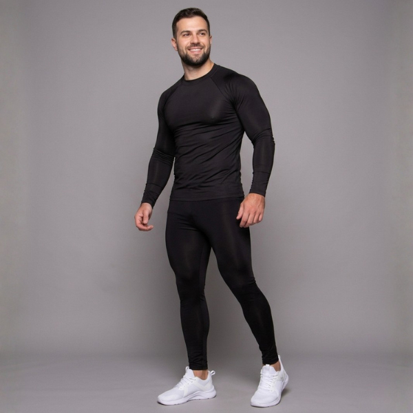 Calça Térmica Com Proteção Solar UV 50+ Segunda Pele Esportiva Treino Compressão Frio Calor Malha Fria