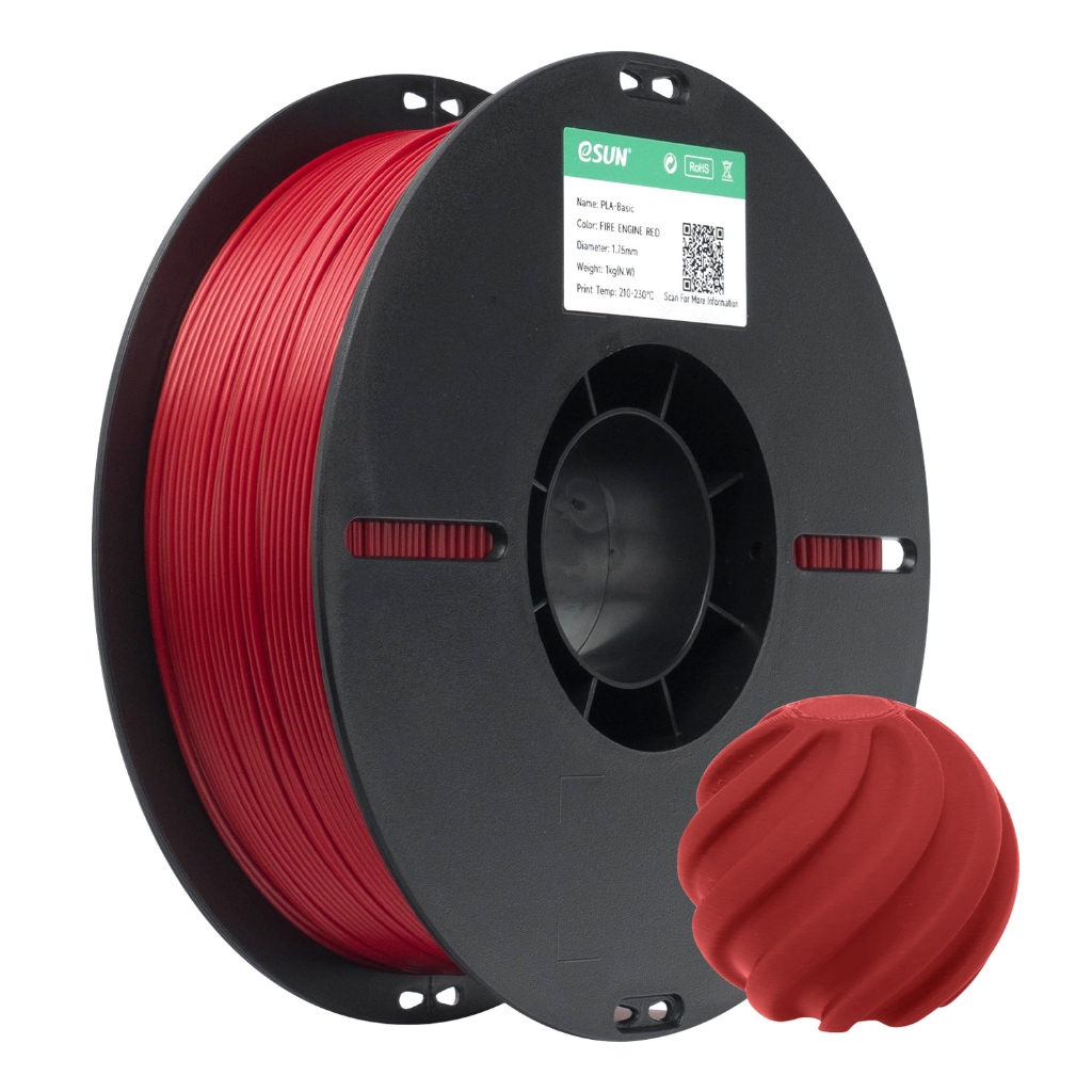 Filamento PLA ESUN para Impressora 3D - Cor Vermelho Bombeiro 1kg - 1,75mm