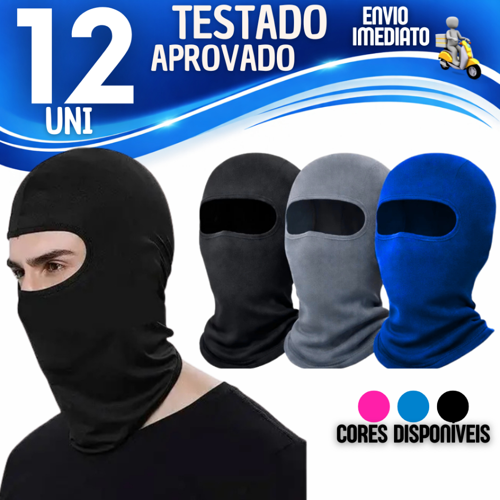 3/6/12 Touca Ninja Balaclava Proteção UV - Moto, Ciclista, Pesca