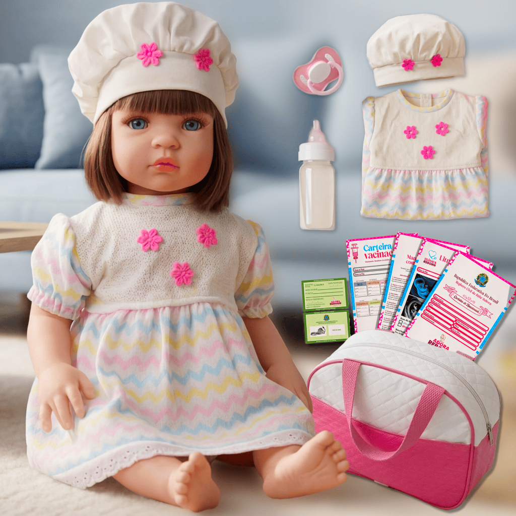 Boneca Bebê Reborn Luxo Realista de Silicone Pode Dar Banho Envio Imediato