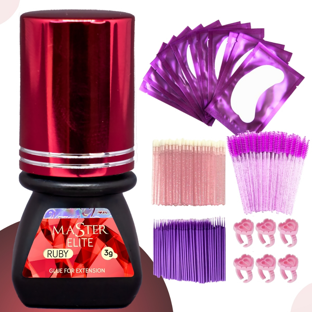 Cola Elite Master Ruby 3ml Alongamento De Cílios Fio A Fio Preto