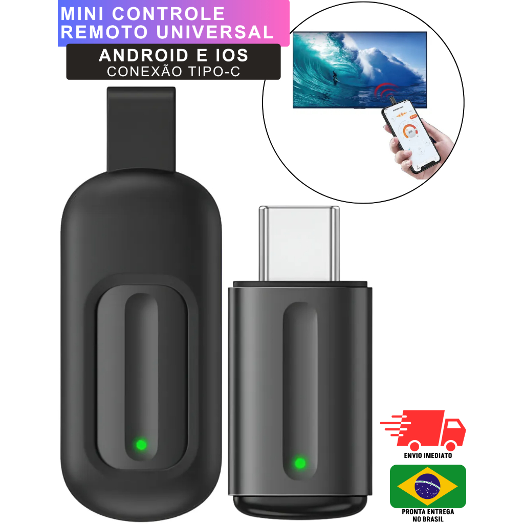 Mini Controle Remoto Adaptador Para Celular Bluetooth Tipo C