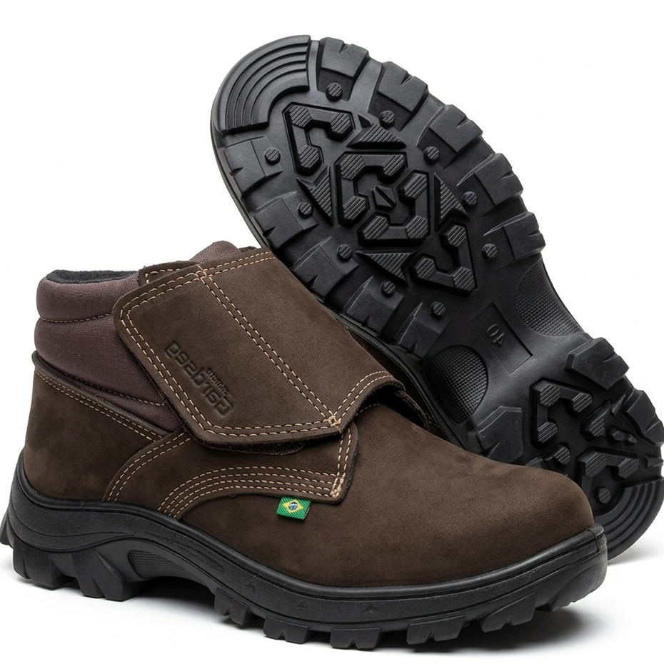 Botina de segurança Bota Velcro Para Trabalhar Bico Pvc CA