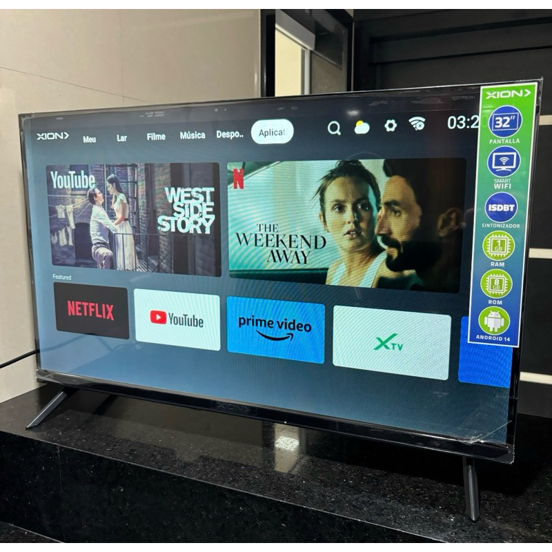 TV LED HD smart 32 polegadas XION RÁPIDA E COMPLETA /YouTube/HDMI/Netflix/Wifi outros ..