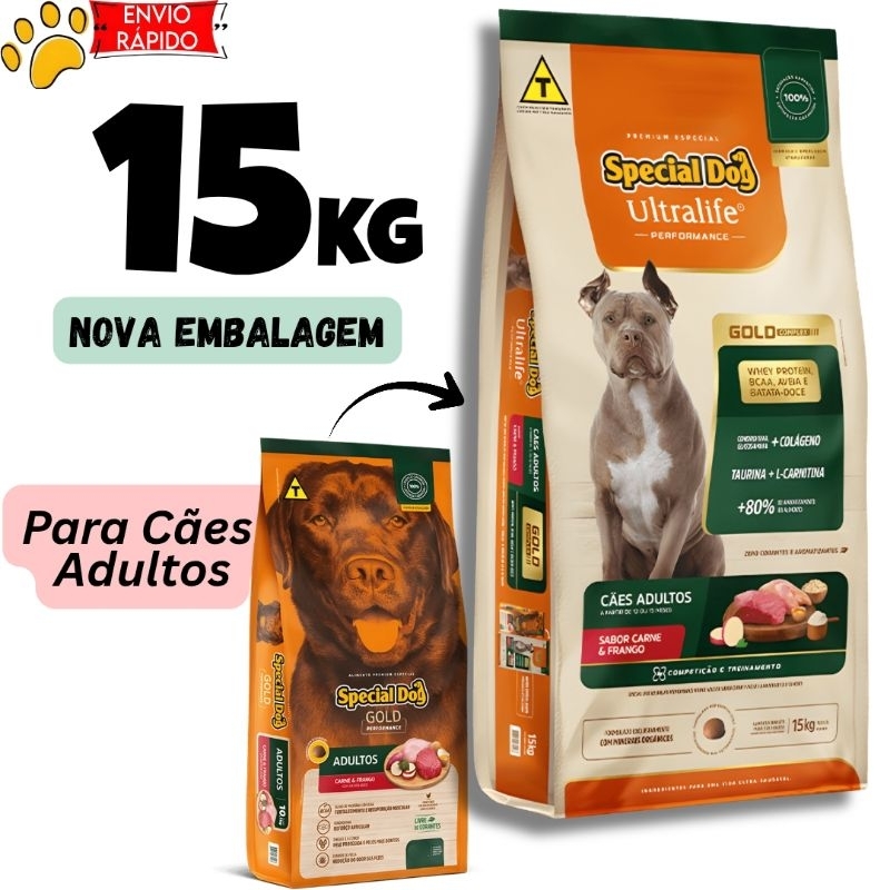 Ração Special Dog Ultralife Gold Performance Carne e Frango 15Kg