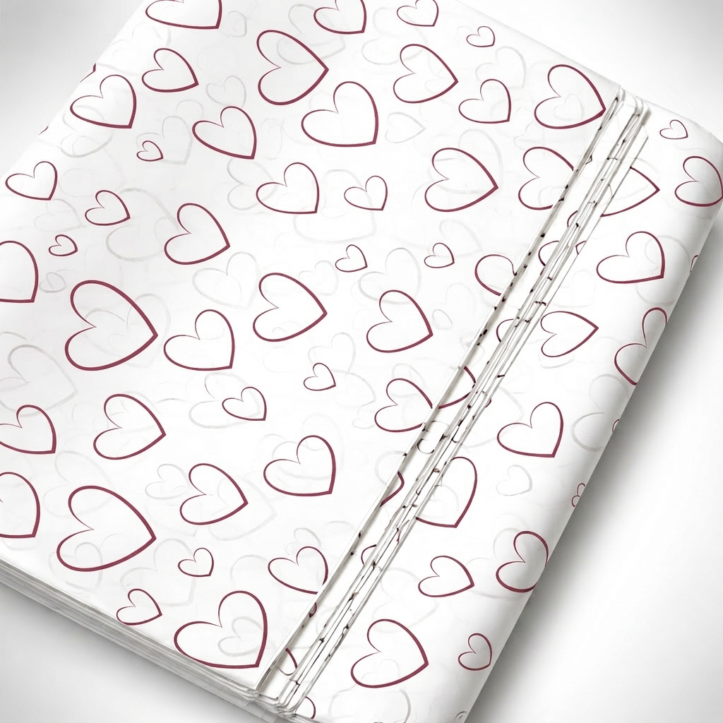 100 Folhas Papel De Seda Premium 30x70cm Coração Preto Ou Rosa