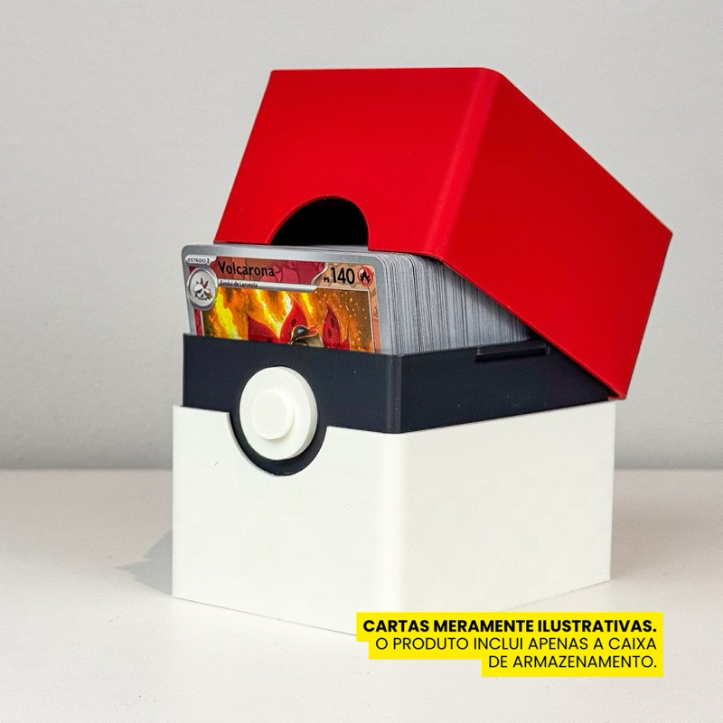 Deck Box Pokémon para até 280 Figurinhas | Branco e Vermelho Caixa