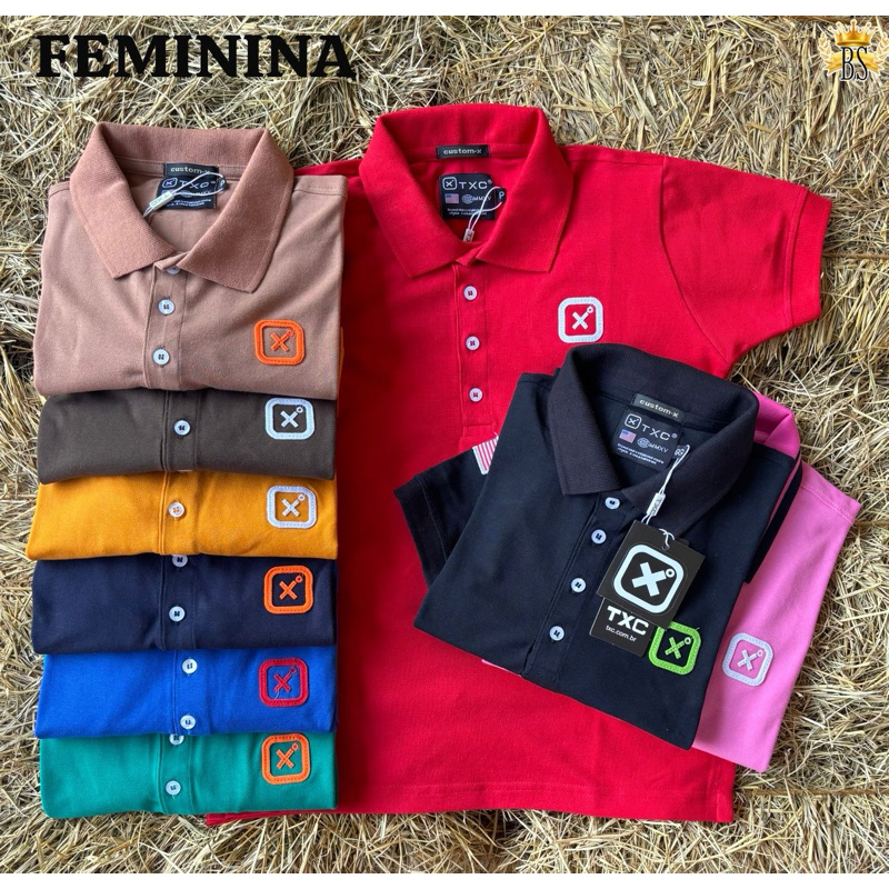 Camiseta Gola Polo FEMININA TXC, Tecido Grosso resistência e estilo Para eventos