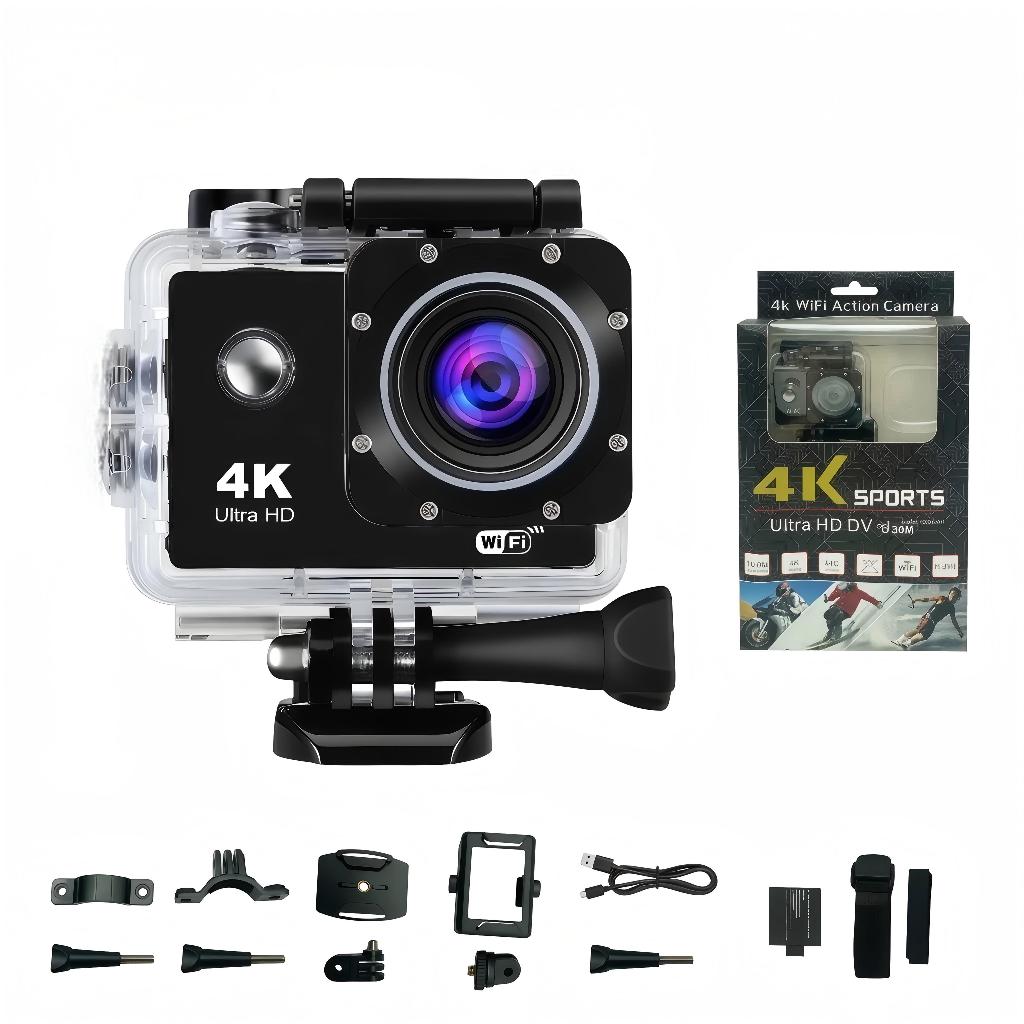 Câmera de ação 4K Ultra HD WiFi 30 metros à prova d'água com controle remoto