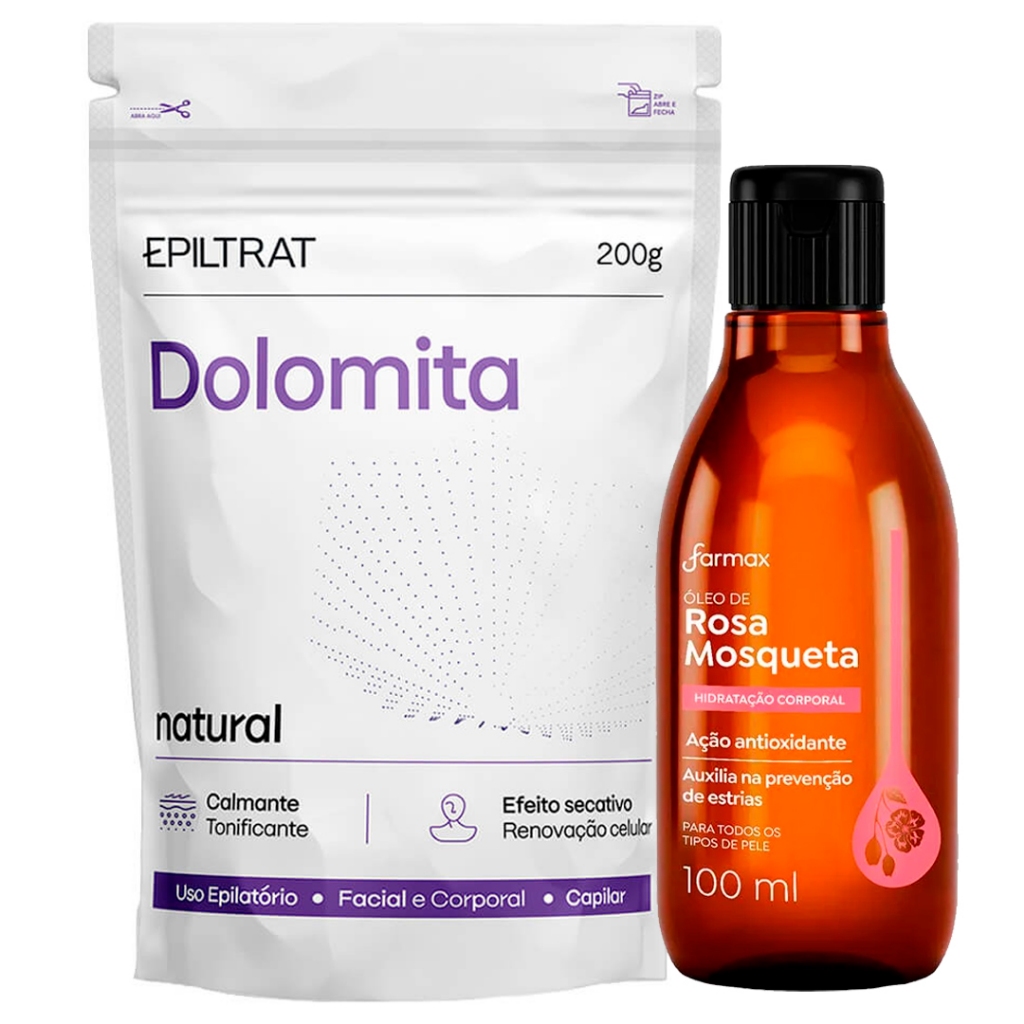 Clareador Dolomita Labotrat + Óleo Rosa Mosqueta Clareamento Máscara 200g + 100ml Envio Imediato