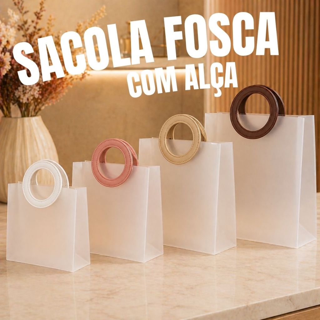 Kit 12 Bolsa Sacola Fosca pvc com alça pequena e grande presente praia organizador