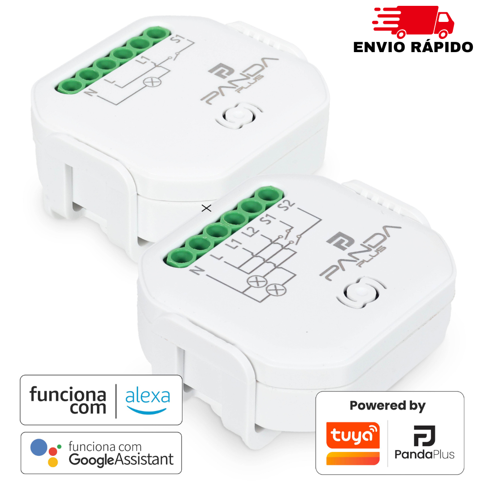 Mini Interruptor Inteligente Wifi Relé 1 ou 2 Canais 10A Alexa Google Tuya Panda Plus Bivolt
